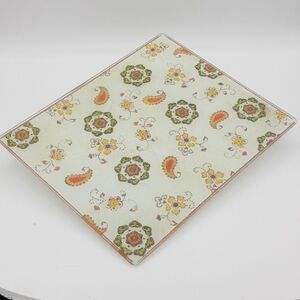 Temp-Tations Trivet large paisley and floral print glass retro vibe temptations